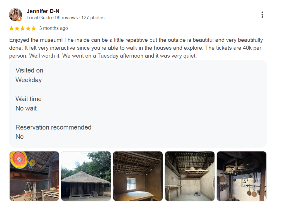 Visitors love the outdoor area of museum (Source: Google Reviews)