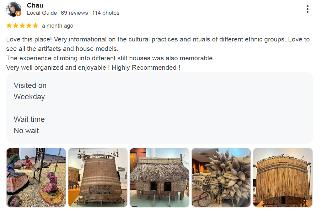 Vietnam Museum of Ethnology reviews (Source: Google Reviews)